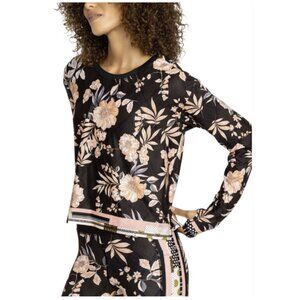 Johnny Was Active Floral Nido Step Hem Long Sleeve Tee Top Size XL